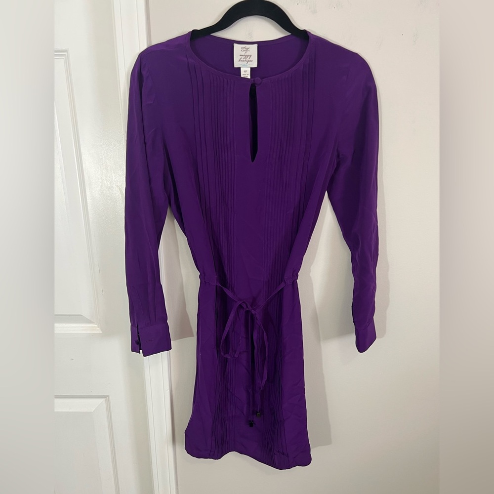Suzi Chin for Maggy Boutique Vibrant Purple 100% silk mini dress,4P